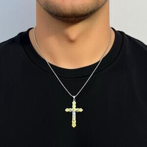 Jesus Christ INRI Cross Crucifix Gold Silver Plated Necklace Pendant Unisex